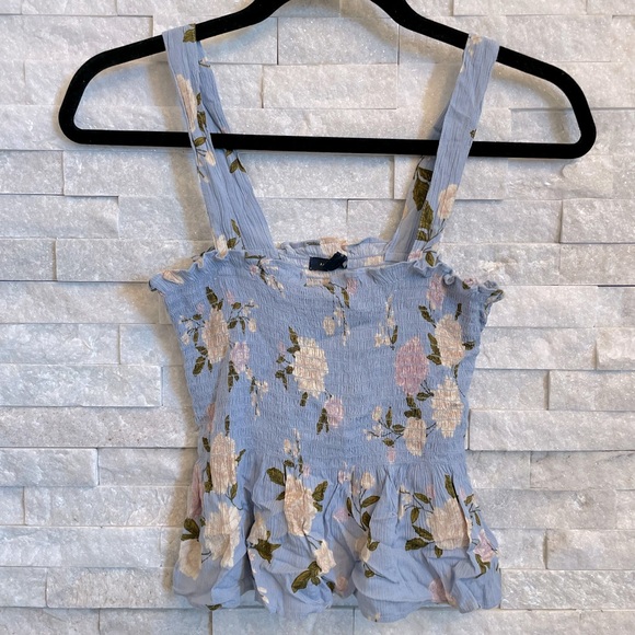 Floral Print Smocked Peplum Tank Top - Picture 3 of 6